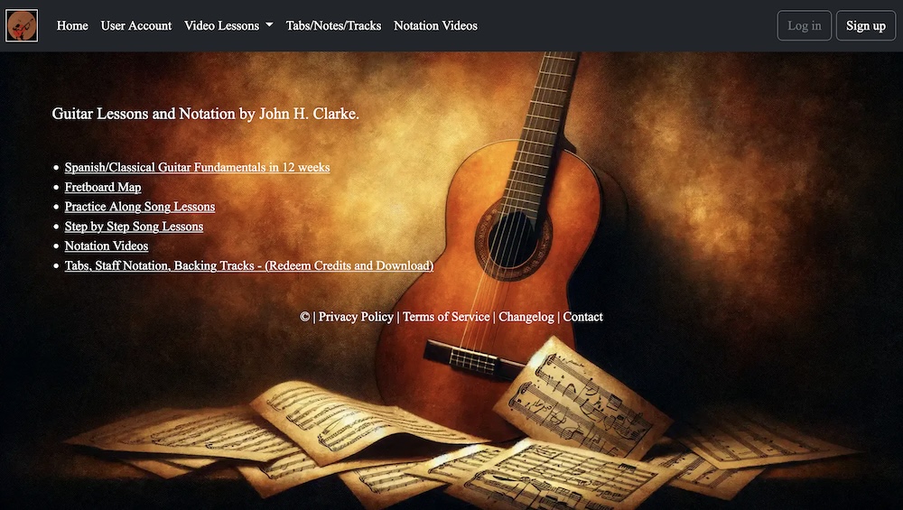 John Clarke Guitar Lessons Website - Classical and Contemporary Guitar Instruction
