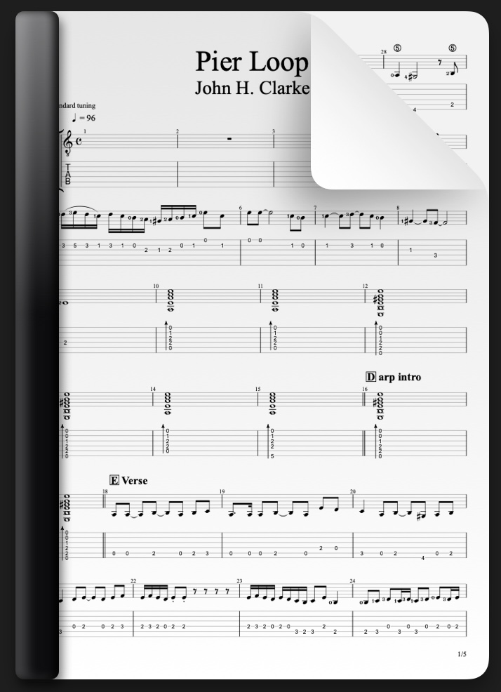 Pier Loop guitar notation sample