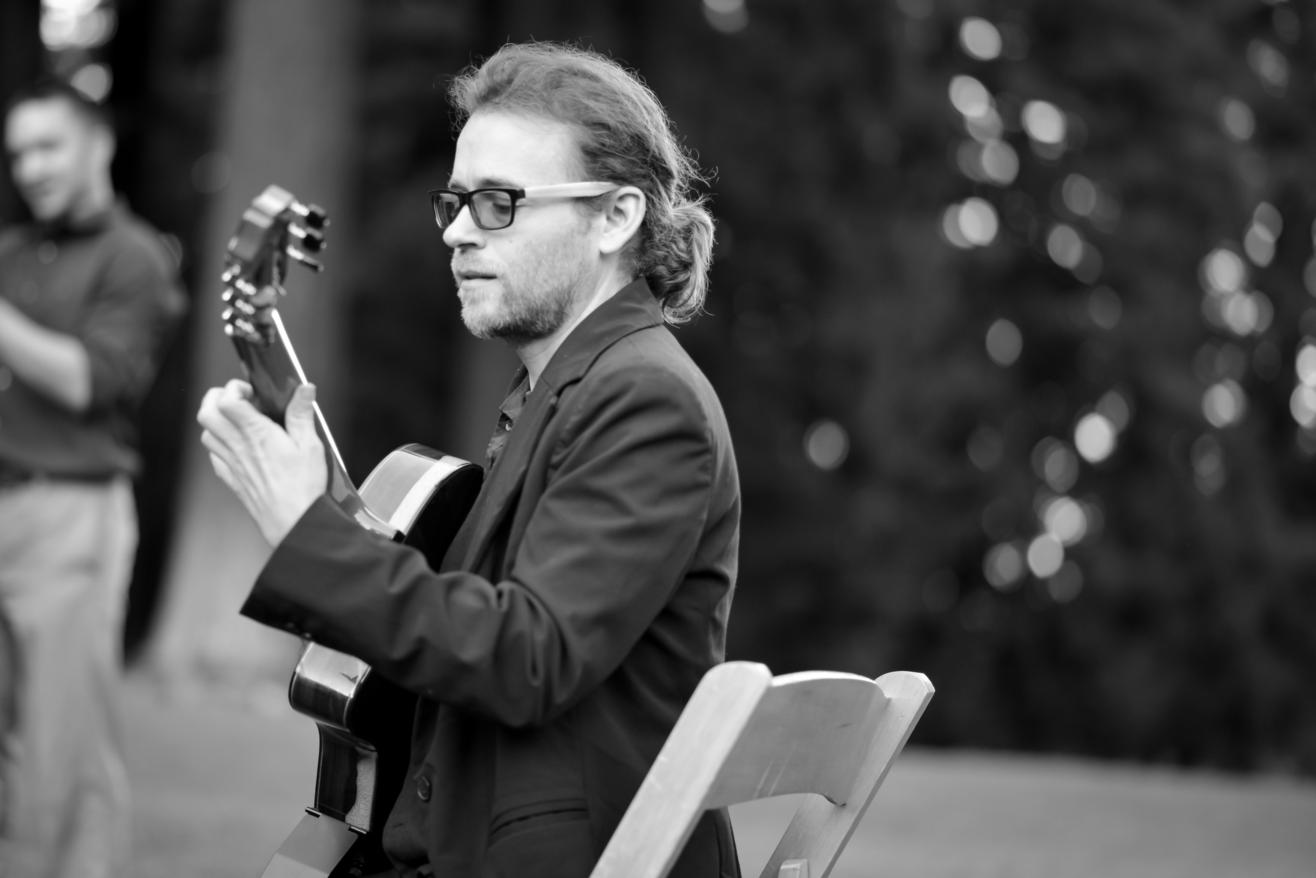John H. Clarke playing guitar for wedding in Santa Cruz Mountains